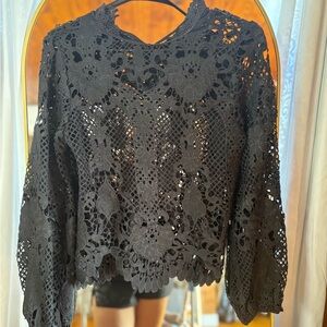 Elegant Black Lace Women's Top